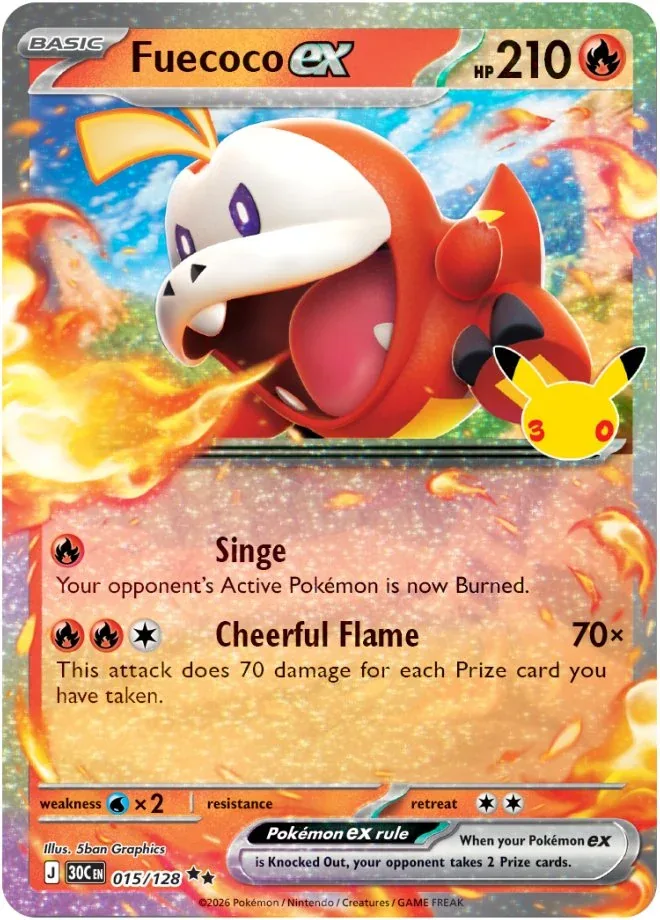 Fuecoco ex, Slowpoke en meer onthuld voor 30th Celebration