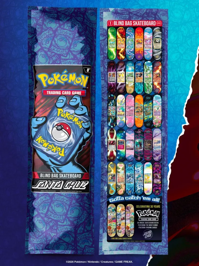 Santa Cruz x Pokémon TCG skateboards verschijnen 17 oktober